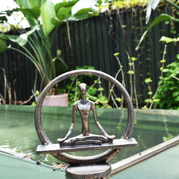 Adam & Friends Home Decor Yoga Meditation Circle Sculpture | 1-Piece | Pewter - Picture 7 of 7